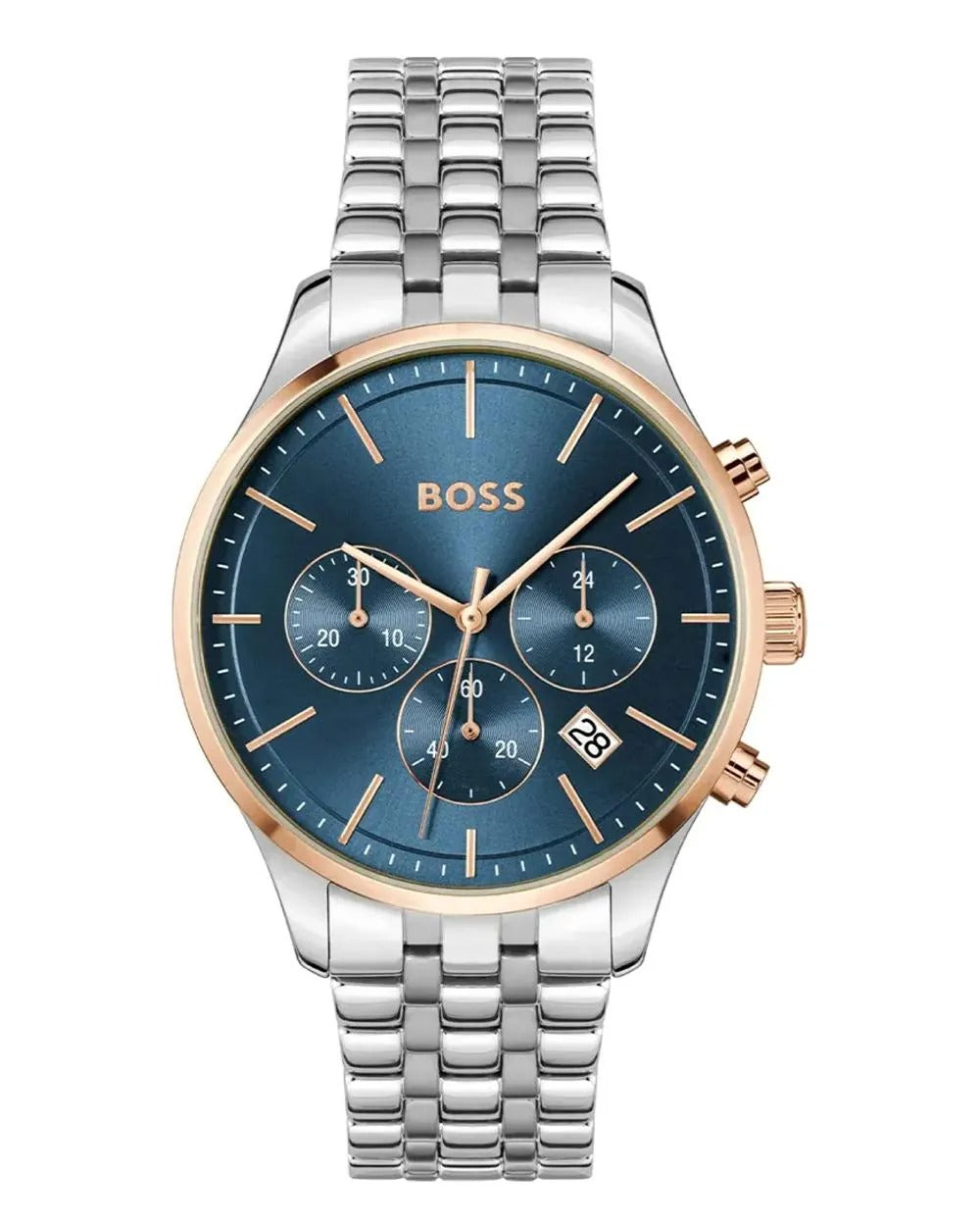 Hugo Boss Avery Chronograph Blue Dial Silver Steel Strap Watch for Men - 1514158