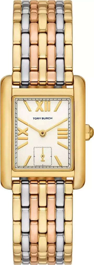 Tory Burch Eleanor White Dial Tri Tone Steel Strap Watch for Women - TBW1078