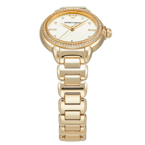 Emporio Armani Mia Crystals Gold Dial Gold Steel Strap Watch for Women - AR11609