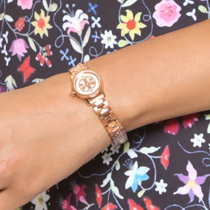 Tory Burch Riva Rose Gold Dial Rose Gold Steel Strap Watch for Women - TBW4037