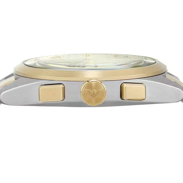 Emporio Armani Elegant Chronograph Cream Dial Two Tone Steel Strap Watch for Men - AR11605