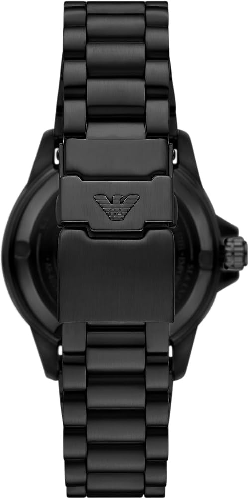 Emporio Armani Sea Explorer Turquoise Blue Dial Black Steel Strap Watch for Men - AR60084