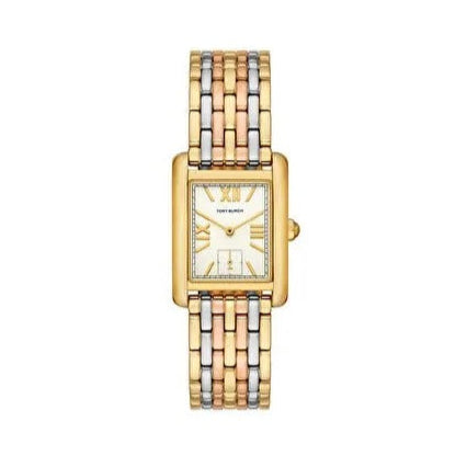 Tory Burch Eleanor White Dial Tri Tone Steel Strap Watch for Women - TBW1078
