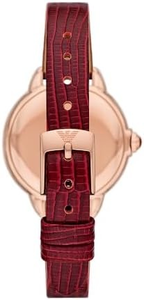 Emporio Armani Mia Mother of Pearl Dial Red Leather Strap Watch for Women - AR11646