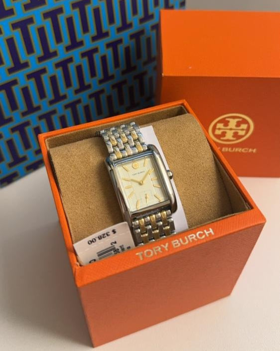 Tory Burch Eleanor White Dial Two Tone Steel Strap Watch for Women - TBW1070