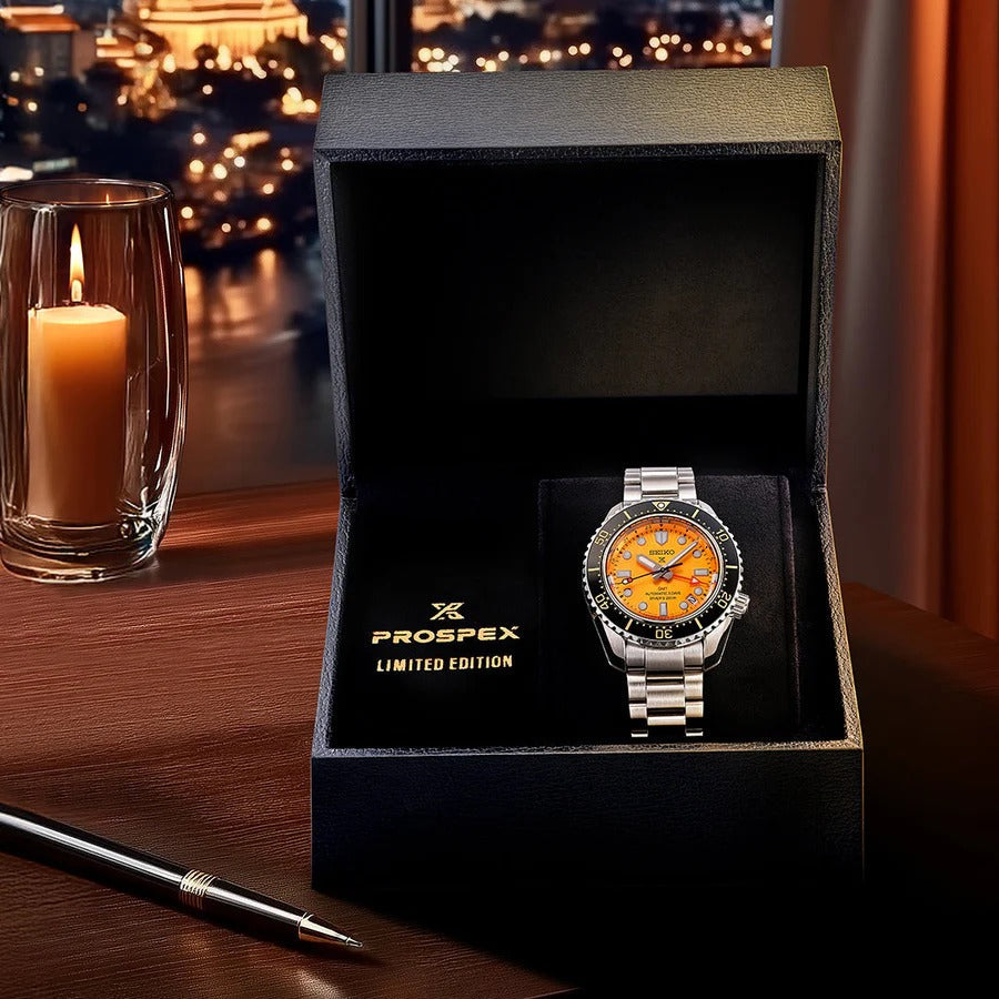Seiko Prospex The Night of Siam Limited Edition Yellow Dial Silver Steel Strap Watch for Men - SPB487J1