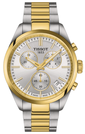 Tissot PR 100 Chronograph Silver Dial Two Tone Steel Strap Watch for Men - T150.417.22.031.00
