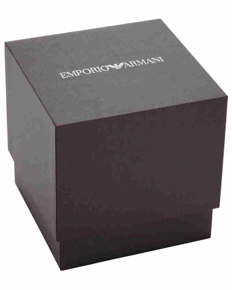 Emporio Armani Gino Black Dial Black Leather Strap Watch for Men - AR11666