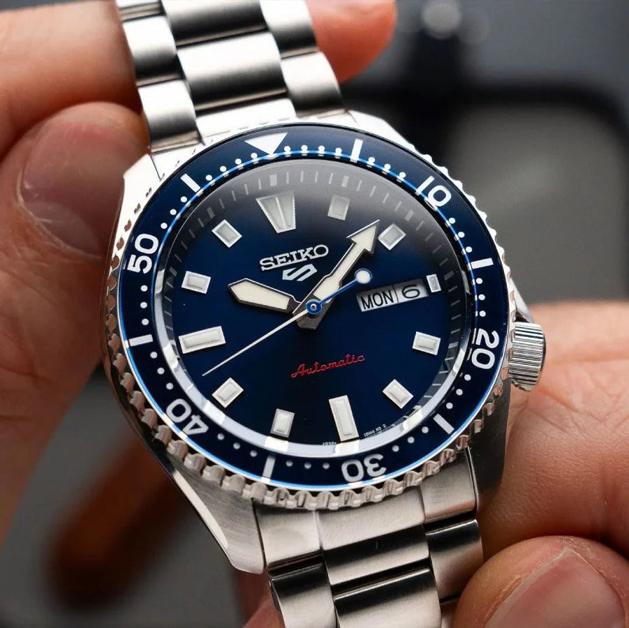 Seiko 5 Sports SKX Automatic Blue Dial Silver Steel Strap Watch for Men - SRPL83K1