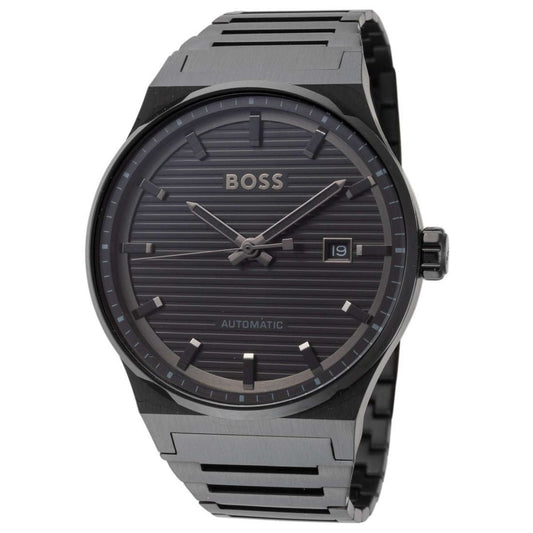 Hugo Boss Candor Automatic Black Dial Black Steel Strap Watch for Men - 1514120