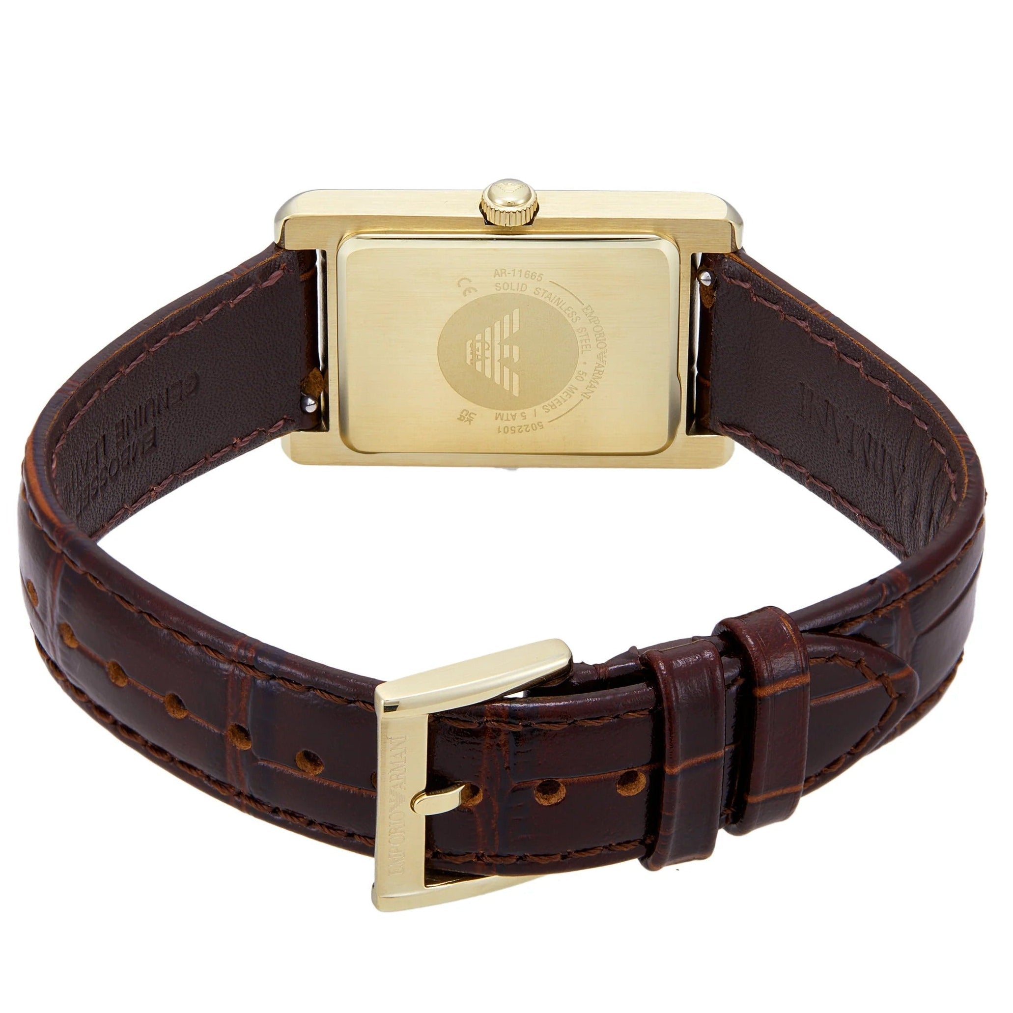 Emporio Armani Gino White Dial Brown Leather Strap Watch for Men - AR11665