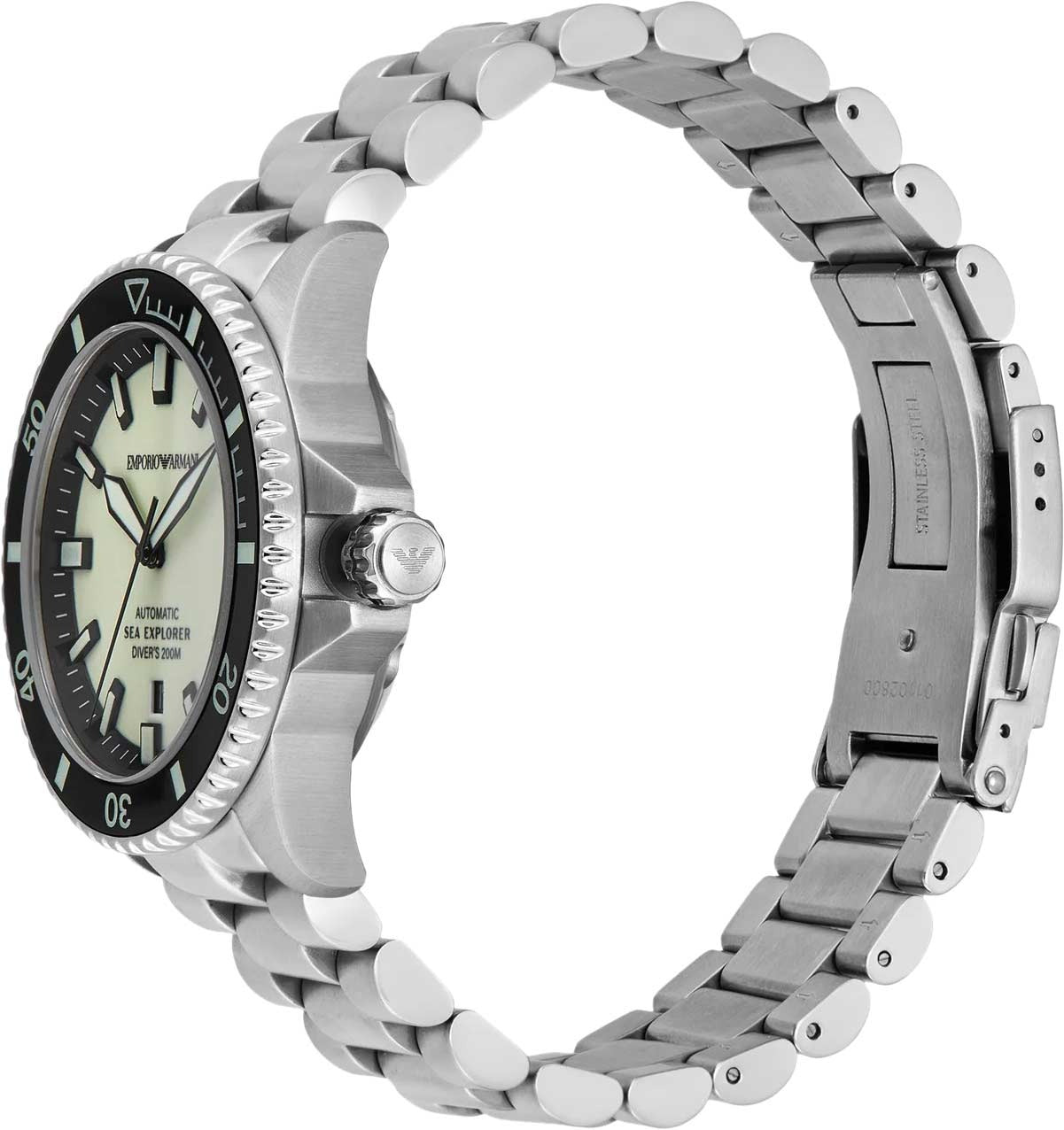 Emporio Armani Sea Explorer Yellow Dial Silver Steel Strap Watch for Men - AR60083