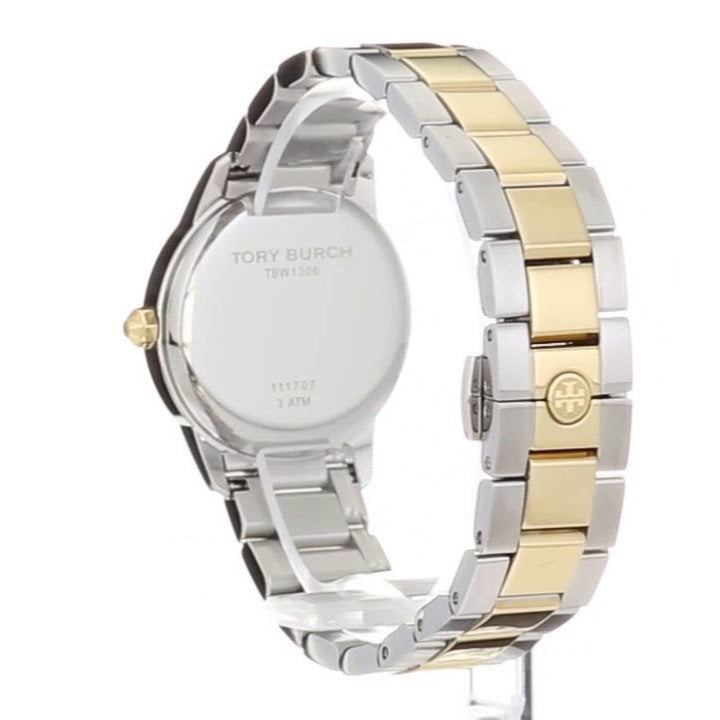 Tory Burch Collins White Dial Two Tone Steel Strap Watch for Women - TBW1306