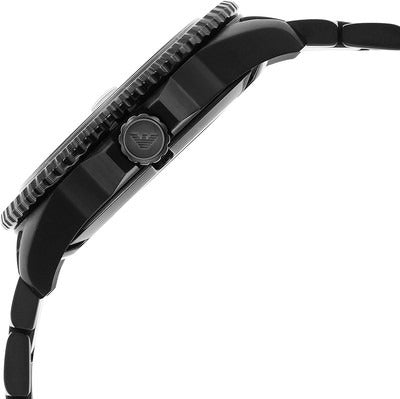 Emporio Armani World Explorer Black Dial Black Steel Strap Watch for Men - AR11398