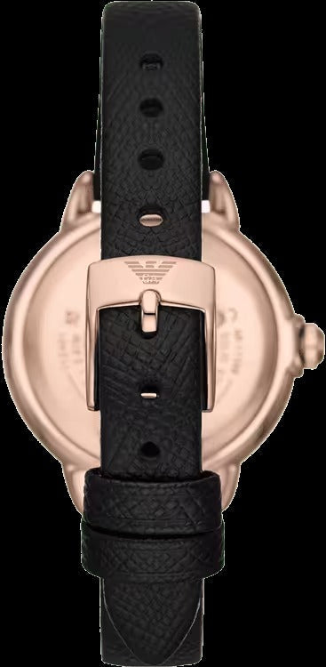 Emporio Armani Mia Mother of Pearl Dial Black Leather Strap Watch for Women - AR11598