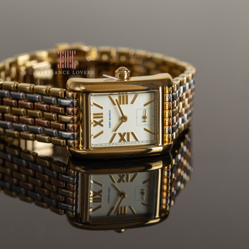 Tory Burch Eleanor White Dial Tri Tone Steel Strap Watch for Women - TBW1078