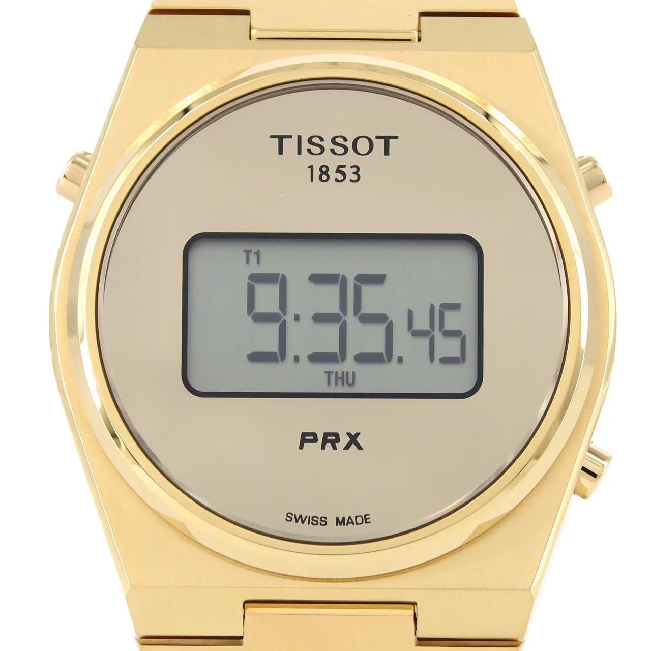 Tissot PRX Digital Quartz Gold Dial Gold Steel Strap Watch for Men - T137.463.33.020.00