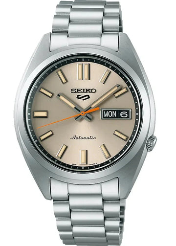 Seiko 5 Sports SNXS Series Automatic Beige Dial Silver Steel Strap Watch for Men - SRPK91K1