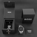 Hugo Boss Avery Chronograph Black Dial Silver Steel Strap Watch for Men - 1514157