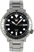 Seiko 5 Sports Automatic Black Dial Silver Steel Strap Watch for Men - SRPC61J1