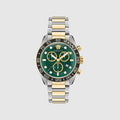 Versace Greca Dome Chronograph Green Dial Two Tone Steel Strap Watch for Men - VE6K00423