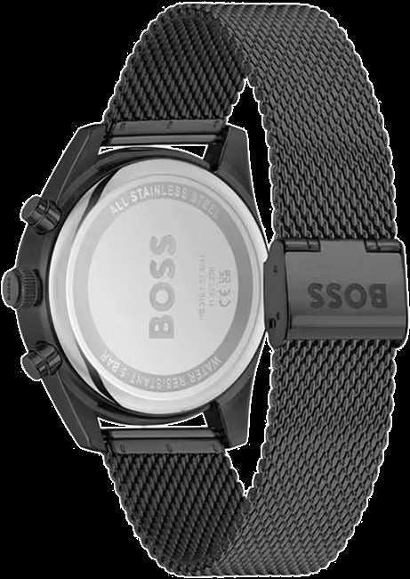 Hugo Boss Skytraveller Chronograph Black Dial Black Mesh Strap Watch for Men - 1514150