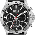 Hugo Boss Troper Chronograph Black Dial Black Leather Strap Watch for Men - 1514055