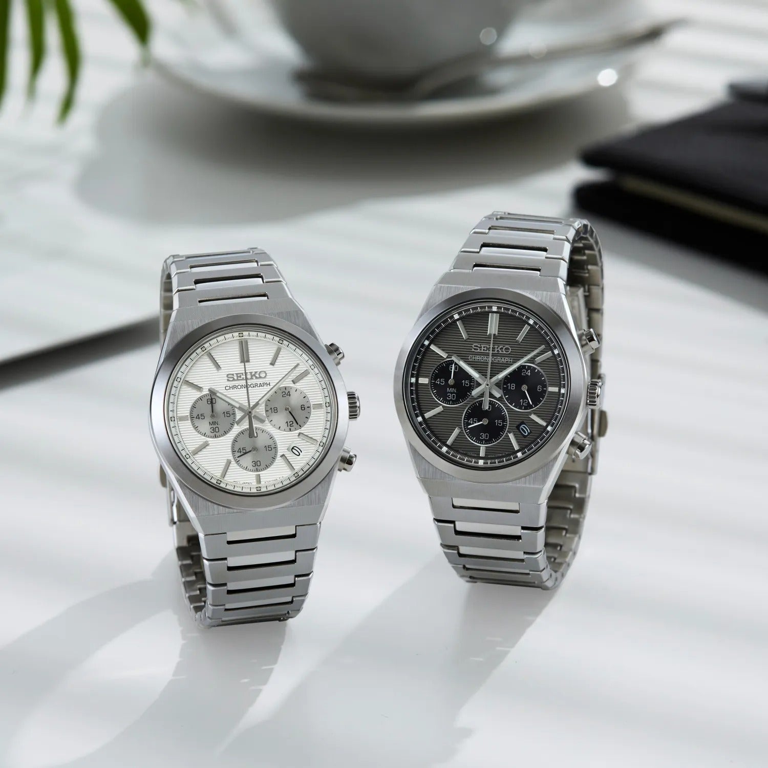 Seiko Conceptual Chronograph Grey Dial Silver Steel Strap Watch for Men - SSB455P1