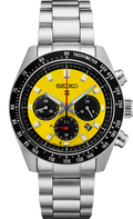 Seiko Prospex Speedtimer Solar Chronograph Yellow Dial Silver Steel Strap Watch for Men - SSC929