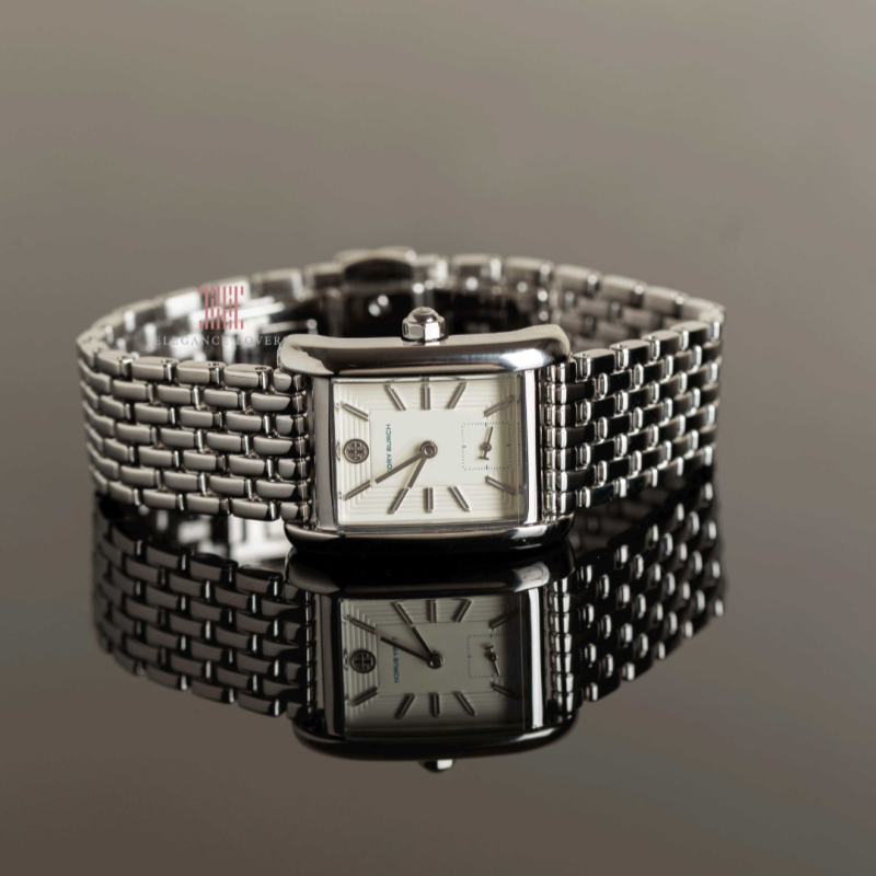 Tory Burch Eleanor White Dial Silver Steel Strap Watch for Women - TBW1069