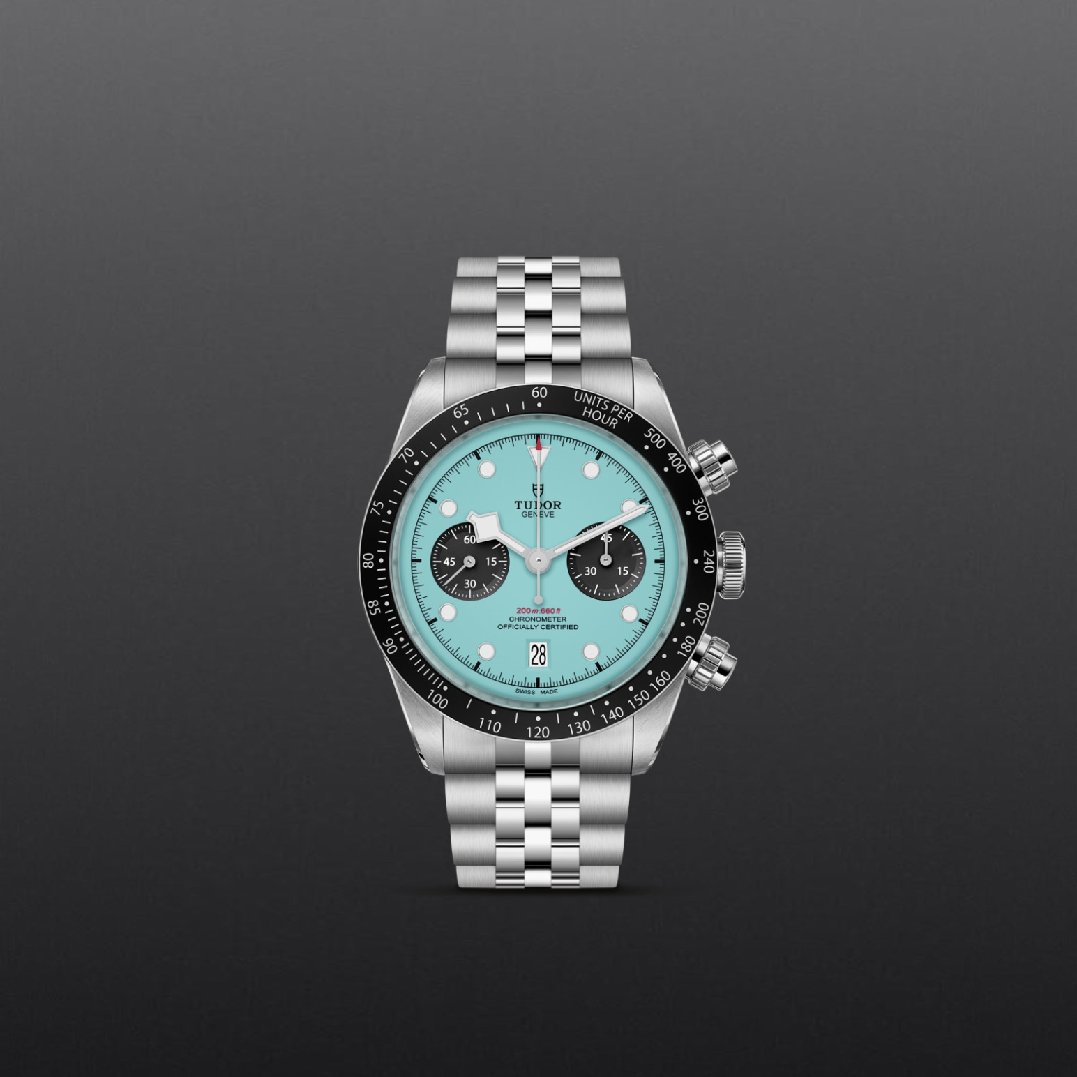 Tudor Black Bay Chrono Blue Dial Silver Steel Strap Watch for Men - M79360N-0024