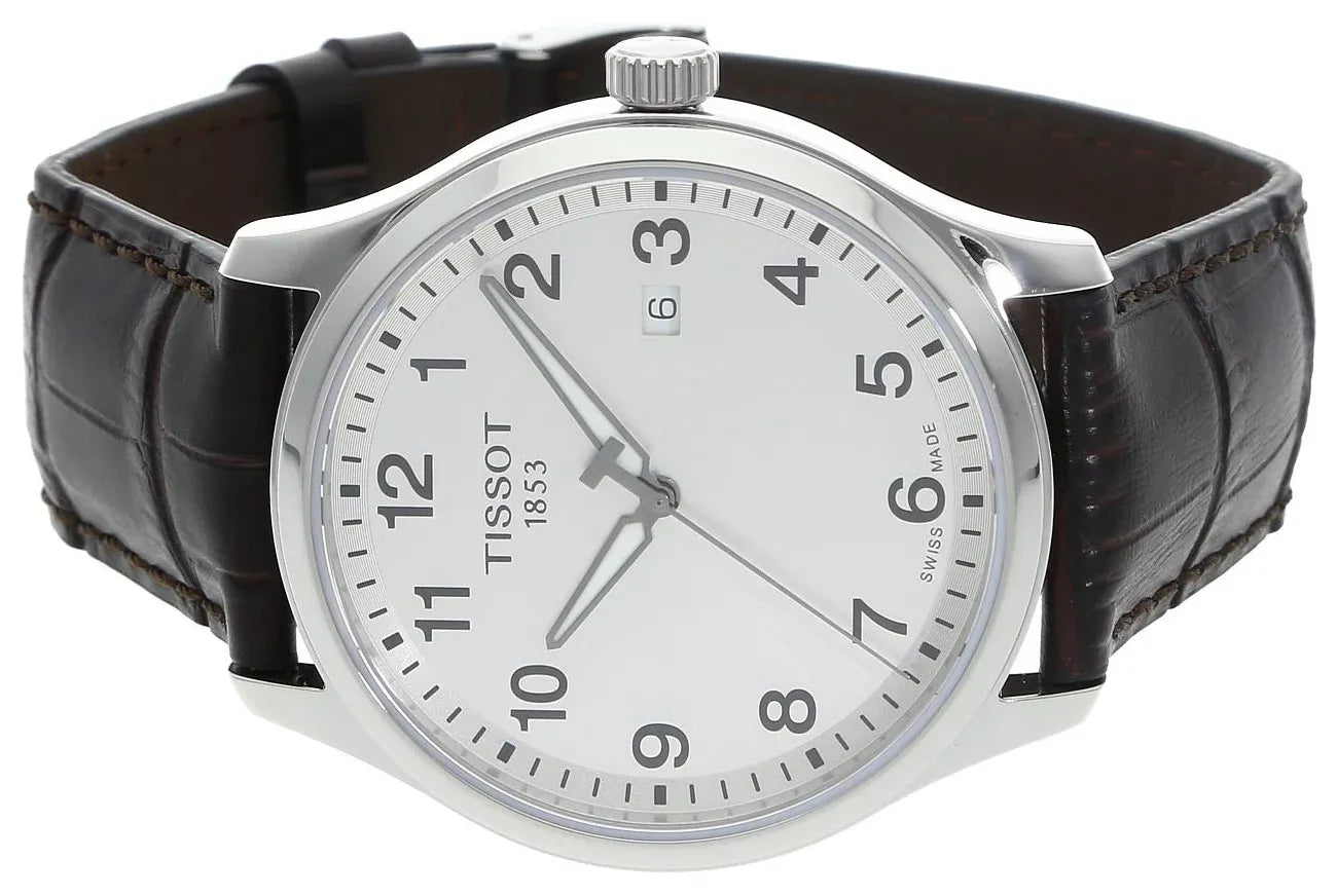 Tissot T-Sport Gent XL Silver Dial Brown Leather Strap Watch for Men - T116.410.16.037.00