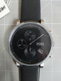 Hugo Boss Integrity Chronograph Black Dial Black Leather Strap Watch for Men - 1513777