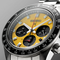 Seiko Prospex Speedtimer Solar Chronograph Yellow Dial Silver Steel Strap Watch for Men - SSC929