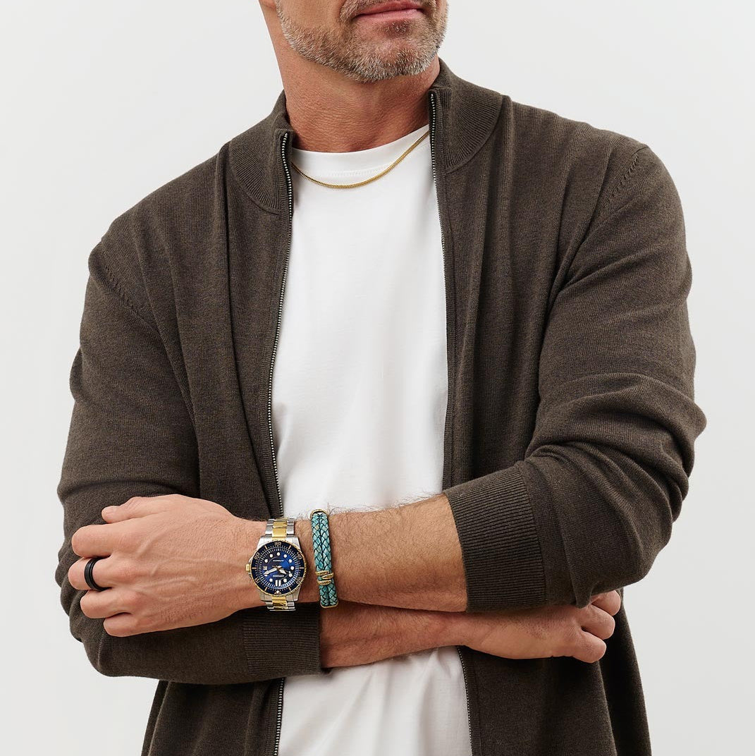 Citizen Mechanical Automatic Blue Dial Two Tone Steel Strap Watch for Men - NJ0174-82L