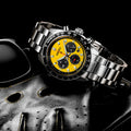 Seiko Prospex Speedtimer Solar Chronograph Yellow Dial Silver Steel Strap Watch for Men - SSC929