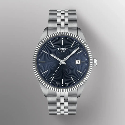 Tissot Ballade Quartz Blue Dial Silver Steel Strap Watch for Men - T156.410.11.041.00