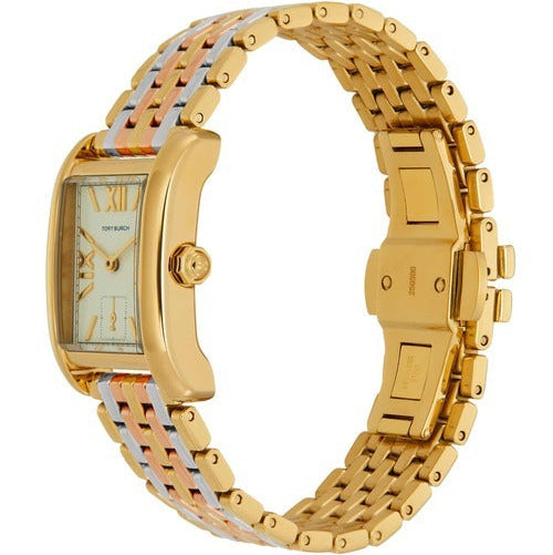 Tory Burch Eleanor White Dial Tri Tone Steel Strap Watch for Women - TBW1078