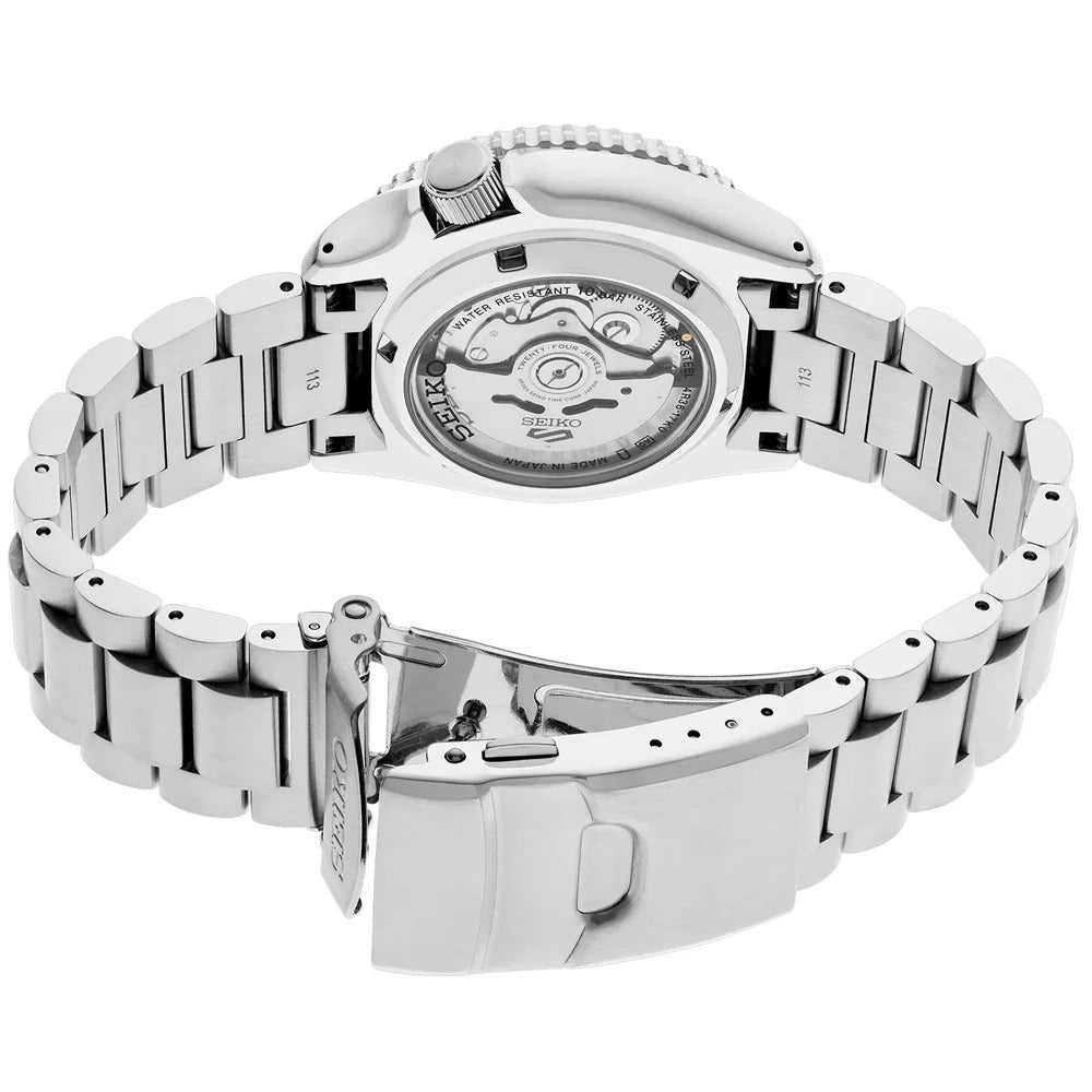 Seiko 5 Sports SKX Automatic Black Dial Silver Steel Strap Watch for Men - SRPL85K1