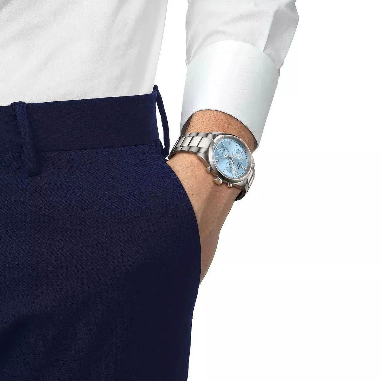 Tissot PR 100 Ice Blue Dial Silver Steel Strap Watch for Men - T150.410.11.351.00