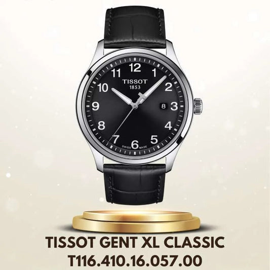 Tissot T-Sport Gent XL Black Dial Black Leather Strap Watch for Men - T116.410.16.057.00