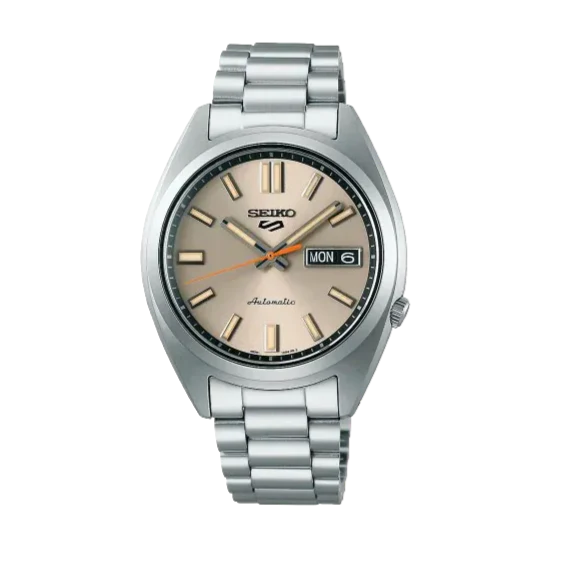 Seiko 5 Sports SNXS Series Automatic Beige Dial Silver Steel Strap Watch for Men - SRPK91K1
