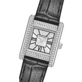 Emporio Armani Classic Crystals Silver Dial Black Leather Strap Watch for Women - AR11660