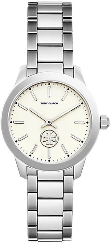 Tory Burch Collins White Dial Silver Steel Strap Watch for Women - TBW1301