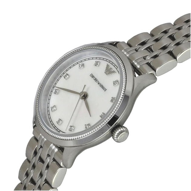 Emporio Armani Alpha Mother of Pearl Dial Silver Steel Strap Watch for Women - AR1803
