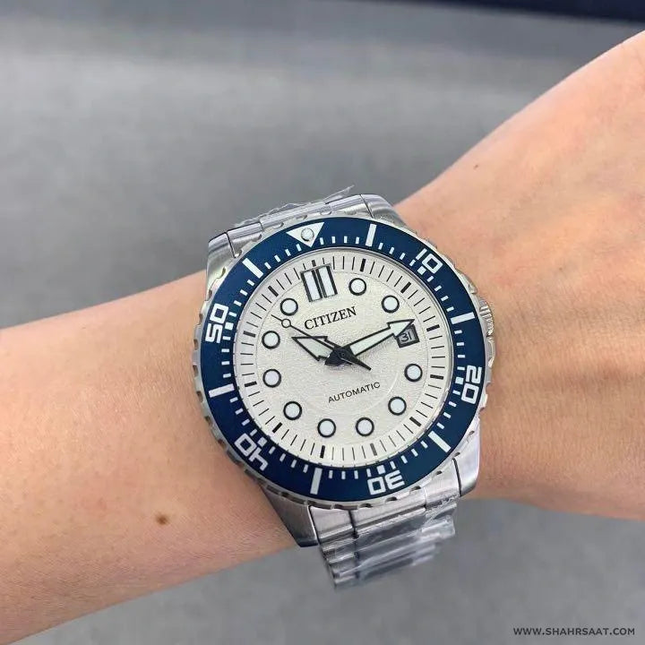 Citizen Mechanical Automatic White Dial Silver Steel Strap Watch for Men - NJ0171-81A