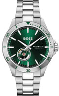 Hugo Boss Troper Automatic Chronograph Green Dial Silver Steel Strap Watch for Men - 1514200