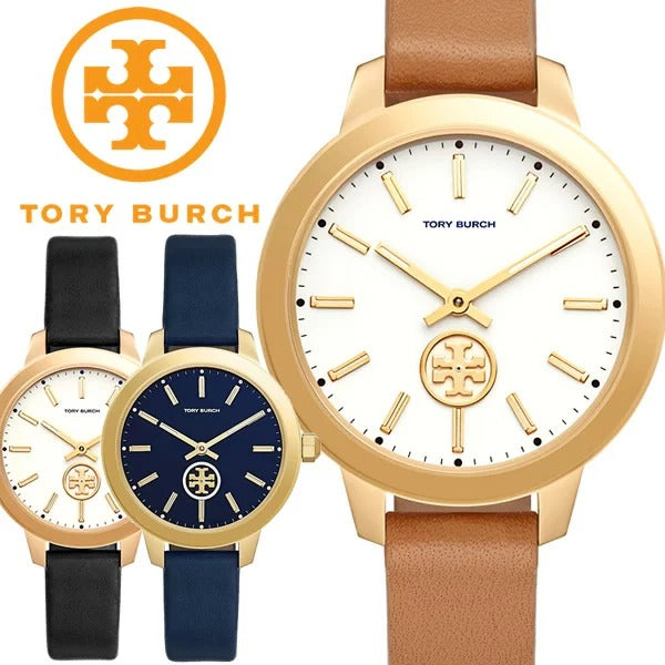 Tory Burch Collins Quartz White Dial Brown Leather Strap Watch for Women - TBW1202