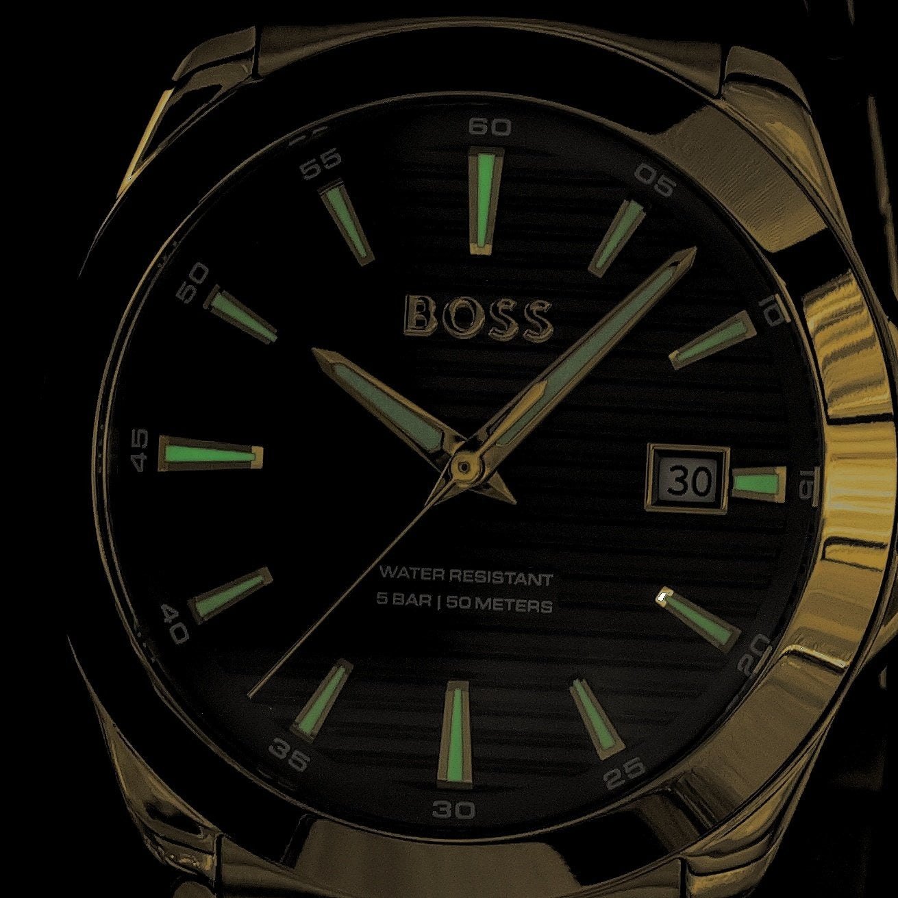 Hugo Boss Strike Blue Dial Gold Steel Strap Watch for Men - 1514172