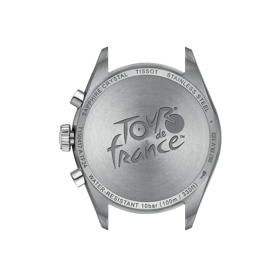 Tissot PR 100 Tour De France Chronograph Black Dial Silver Steel Strap Watch for Men - T150.417.11.051.00